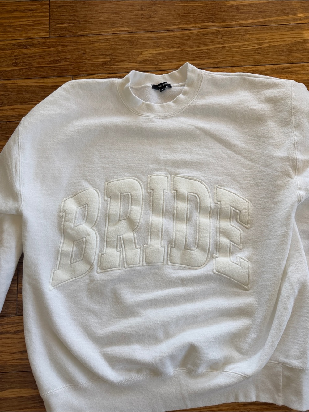 Bride Embroidered White Crewneck Sweatshirt - The Bar